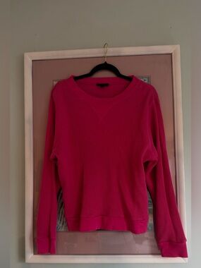 J. Crew Hot Pink Waffle-Knit Long Sleeve Crewneck